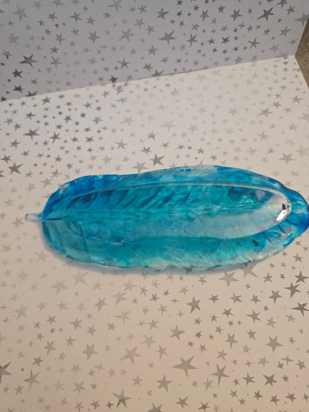 Blue Resin Feather Tray