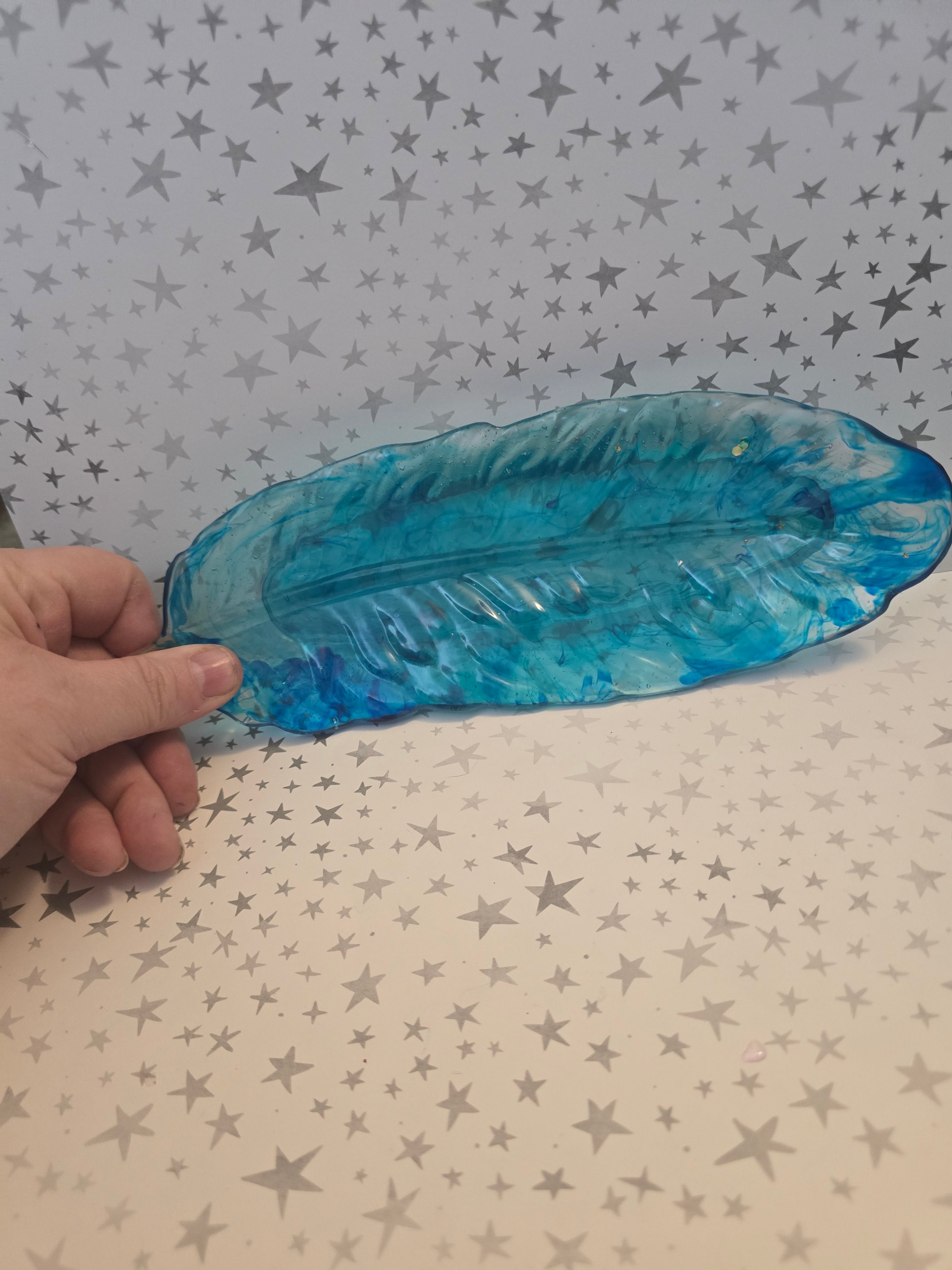 Blue Resin Feather Tray